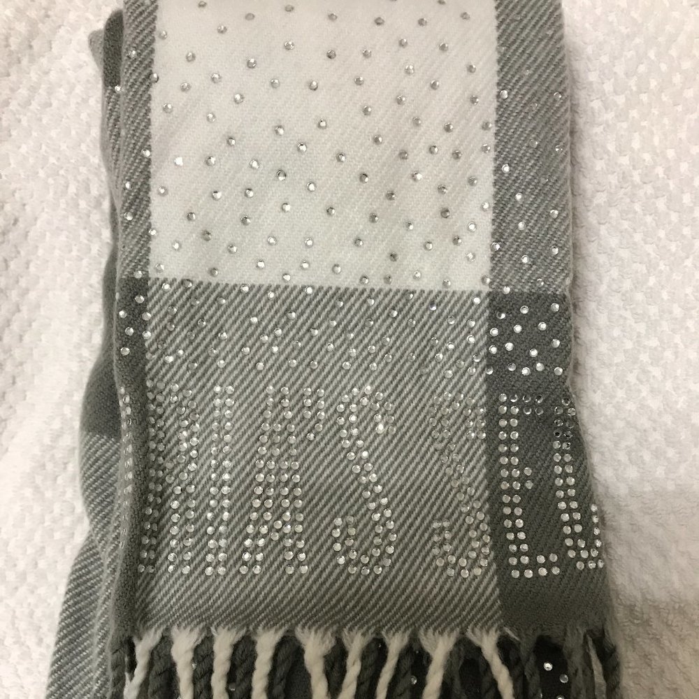 NEW Victoria's secret scarf with crystals white gray